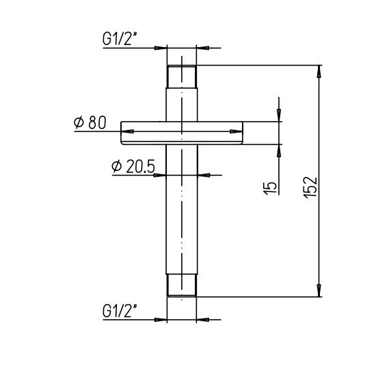 Душевой кронштейн PAINI 50PZ744T615BI, 150мм, круглый, потолок, черный матовый