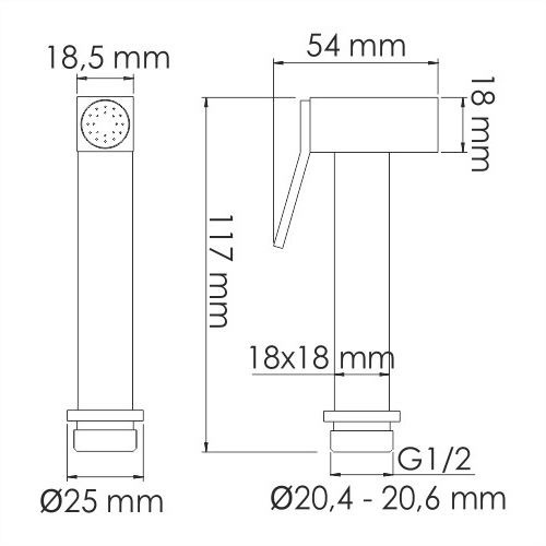 Лейка для гигиенического душа WASSERKRAFT Sauer A216, 1 режим, золотой глянцевый