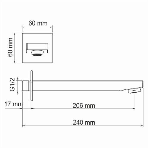 Излив для скрытого монтажа WASSERKRAFT A091, 206мм, хром глянцевый