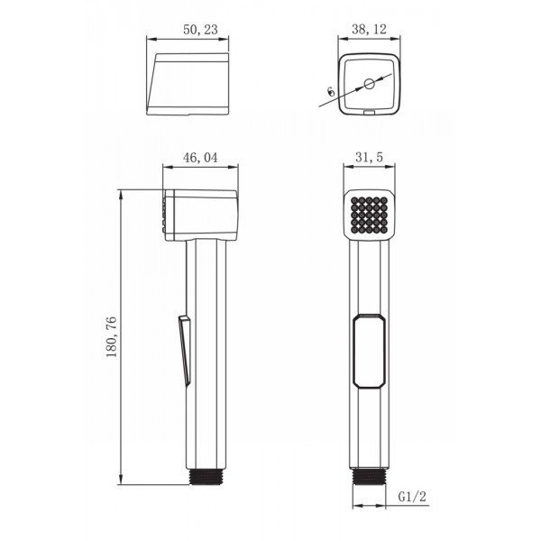 Лейка для гигиенического душа LEMARK LM8076C, 1 режим, с креплением, хром глянцевый