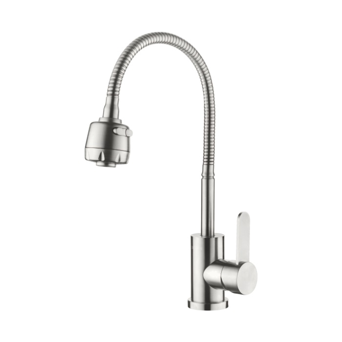 Смеситель для кухни ACCOONA A48104, с гибким изливом, нержавеющая сталь