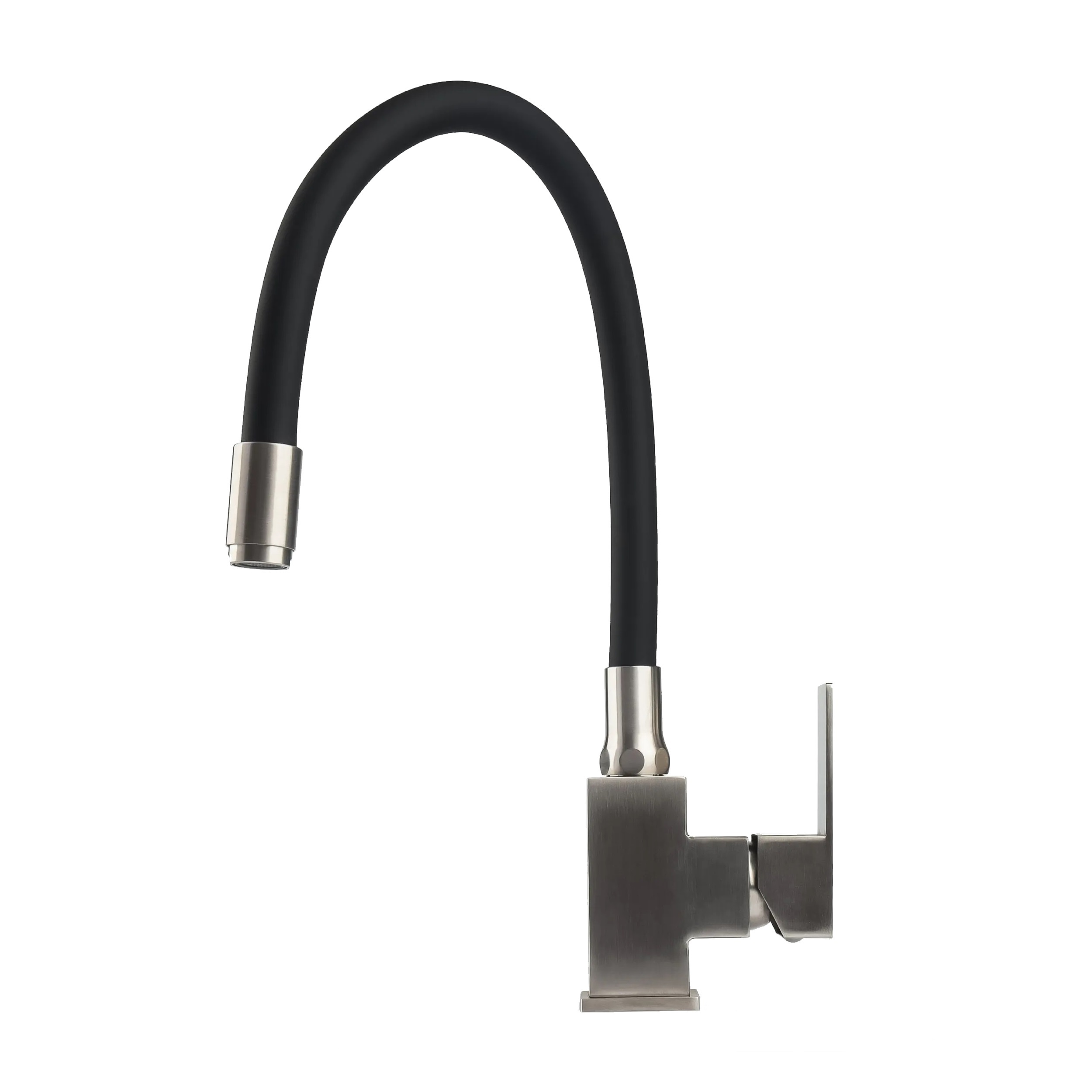 Смеситель для кухни ACCOONA A48201F, с гибким изливом, нержавеющая сталь/черный матовый