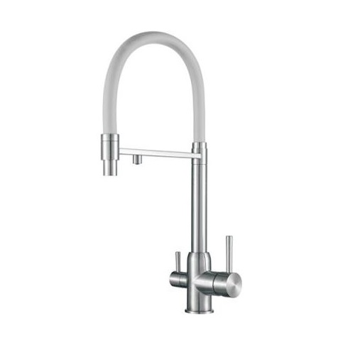 Смеситель для кухни GAPPO G4399-5 с подключением фильтра, с гибким изливом, сатин/серый матовый