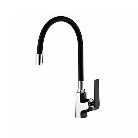 Смеситель для кухни ACCOONA A48123F, с гибким изливом, черный матовый/хром глянцевый