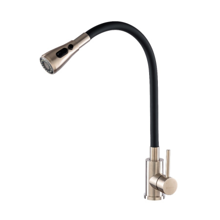Смеситель для кухни GROSS AQUA Сталь (Neosteel) 3241609SSB, с гибким изливом, нержавеющая сталь/черн