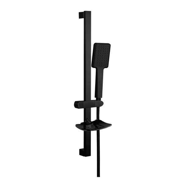 Душевой гарнитур GAPPO G8013, (штанга, шланг, лейка, мыльница), черный матовый