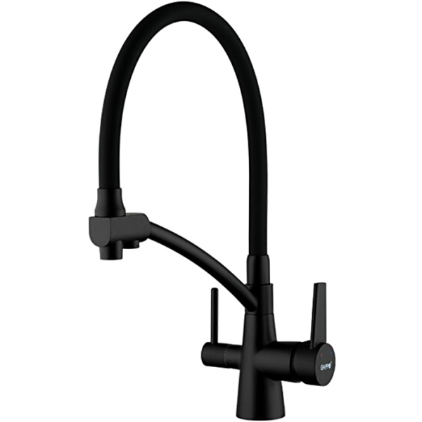 Смеситель для кухни GAPPO G4398-16 с подключением фильтра, с гибким изливом, черный матовый
