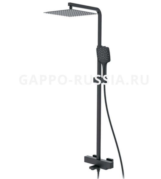 Душевая система GAPPO G2417-60 с тропическим душем, с изливом, термостатическая, черный матовый