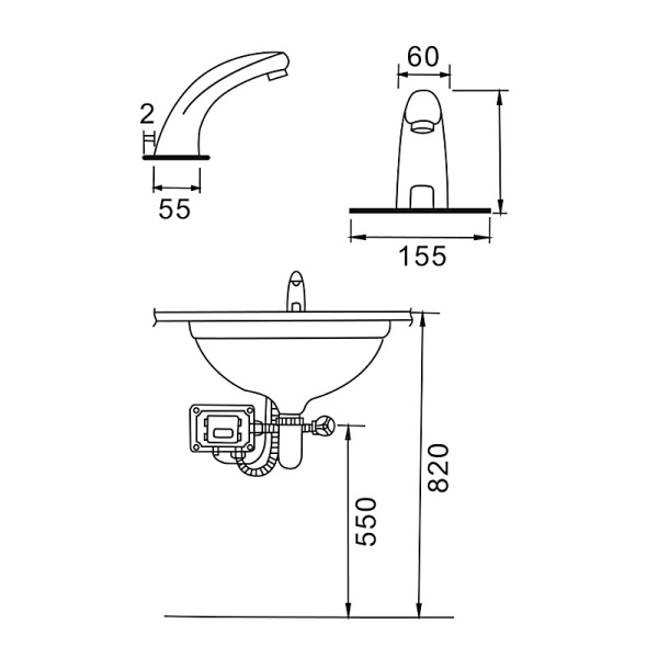 Смеситель для раковины FRAP F512-1, сенсорный, хром глянцевый