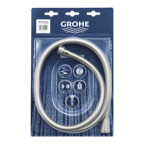 Шланг для душа GROHE Silverflex 28364000, 1500мм, защита от скручивания, хром глянцевый
