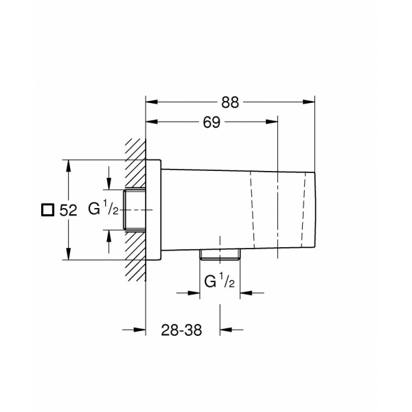 Соединение для шланга GROHE Euphoria Cube 26370000 с держателем для душа, хром глянцевый