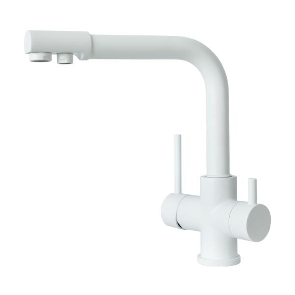 Смеситель для кухни GROSS AQUA Оазис (Ecolife) 3120609MW, с подключением фильтра, белый матовый