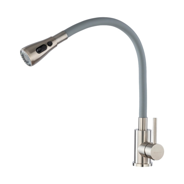 Смеситель для кухни GROSS AQUA Сталь (Neosteel) 3241609SSG, с гибким изливом, нержавеющая сталь/серы