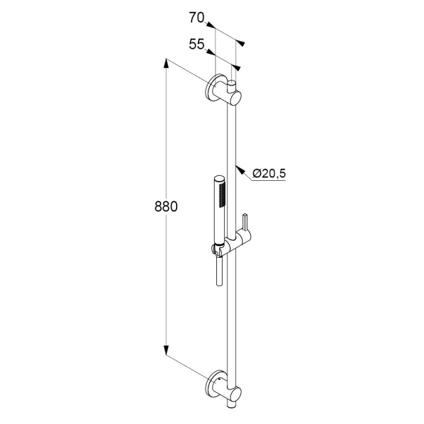 Душевой гарнитур KLUDI Nova Fonte S1 2084039-15, (штанга, шланг, лейка), черный матовый