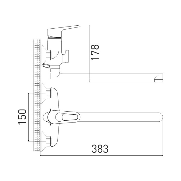 Смеситель для ванны GROSS AQUA Дельта (Delta) 7244268C-35L(F), хром глянцевый