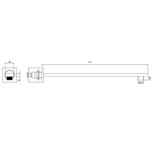 Душевой кронштейн RGW Shower Panels SP-122, 375мм, прямоугольный, стена, хром глянцевый