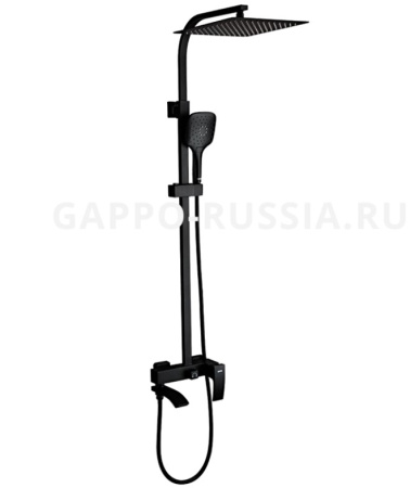Душевая система GAPPO G2407-6 с тропическим душем, с изливом, черный матовый