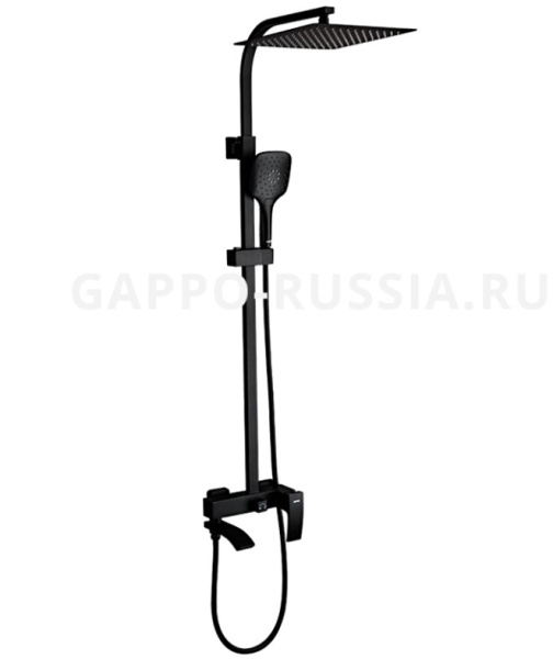 Душевая система GAPPO G2407-6 с тропическим душем, с изливом, черный матовый