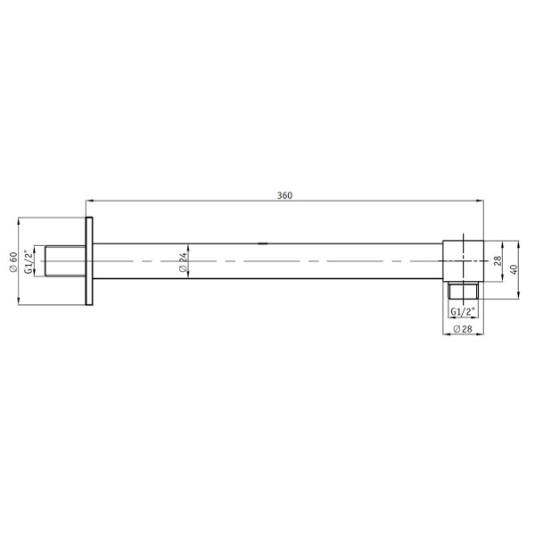 Душевой кронштейн RGW Shower Panels SP-121B, 360мм, круглый, стена, черный матовый