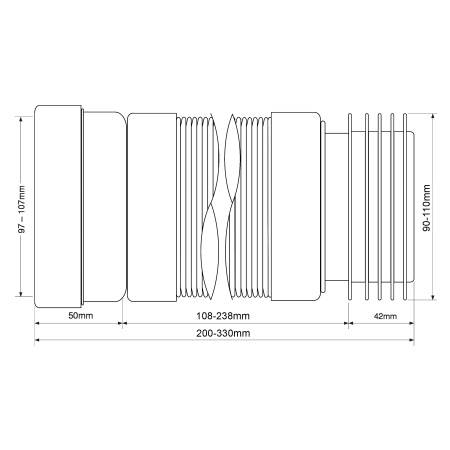 Гофра для унитаза McALPINE MRWC-F20R, 200-330мм (мягкий выход)
