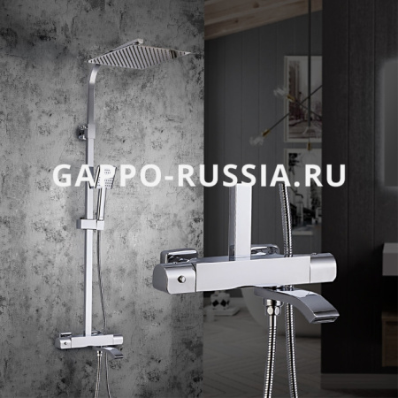 Душевая система GAPPO G2407-40 с тропическим душем, с изливом, термостатическая, хром глянцевый