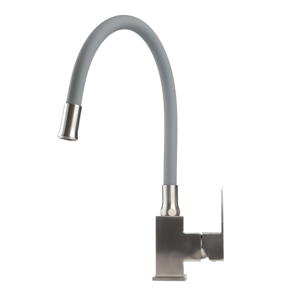 Смеситель для кухни ACCOONA A48201T, с гибким изливом, нержавеющая сталь/серый матовый