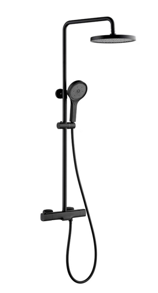 Душевая система GAPPO G2495-76 с тропическим душем, с изливом, термостатическая, черный матовый