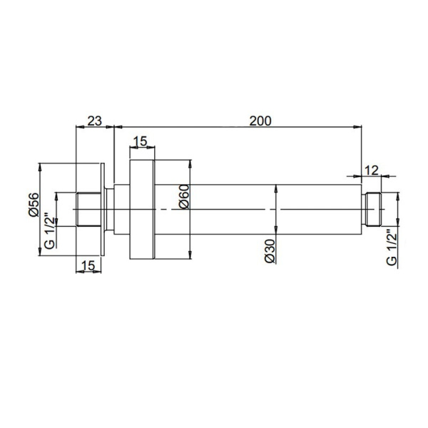 Душевой кронштейн PAINI 50PZ744T620BI, 200мм, круглый, потолок, черный матовый