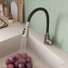 Смеситель для кухни GROSS AQUA Сталь (Neosteel) 3241609SSB, с гибким изливом, нержавеющая сталь/черн