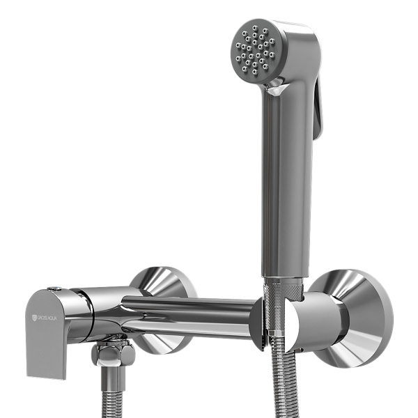Смеситель настенный GROSS AQUA Биде (Bidet) GA012201C, с лейкой для гигиенического душа, хром глянце