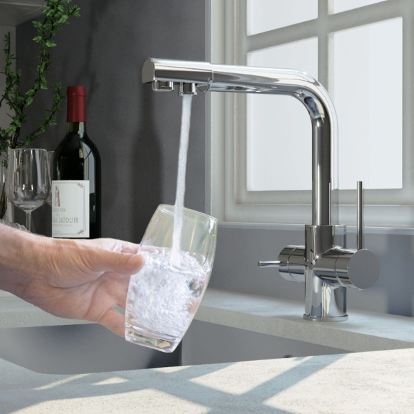 Смеситель для кухни GROSS AQUA Оазис (Ecolife) 3120609C, с подключением фильтра, хром глянцевый