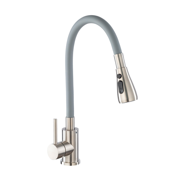 Смеситель для кухни GROSS AQUA Сталь (Neosteel) 3241609SSG, с гибким изливом, нержавеющая сталь/серы