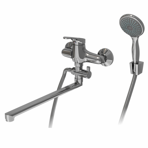Смеситель для ванны GROSS AQUA Базис (Base) 7237258C-35L(F), хром глянцевый