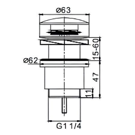 Выпуск для раковины FRAP F62-6 G1 1/4, Click/Clack, с донным клапаном, с переливом, белый матовый