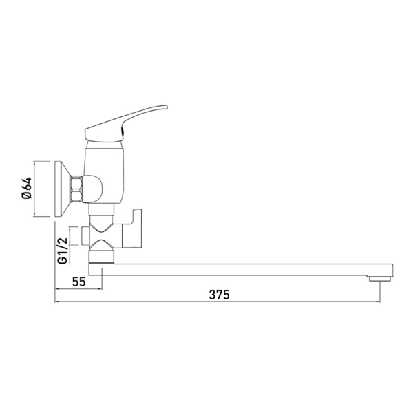 Смеситель для ванны GROSS AQUA Базис (Base) 7237258C-35L(F), хром глянцевый