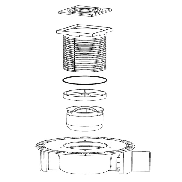 Решетка TECEdrainpoint S, 107х107/110, в пластиковой рамке с монтажным элементом, хром глянцевый