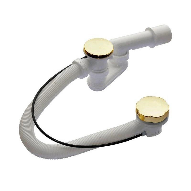 Сифон для ванны ALCAPLAST A55GOLD-80-VE-01/A55GOLD-80-RU-01, G1 1/2"х40/50, золотой глянцевый