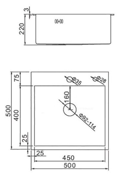 Мойка кухонная AFLORN AF95050F, квадратная, графит