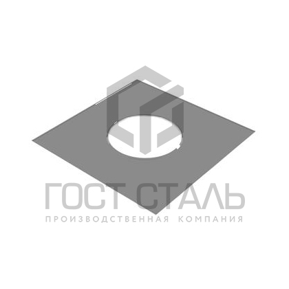 Фланец декоративный 500х500 (диаметр 115 мм.) нерж 0,5 мм. AISI 430 Гост сталь