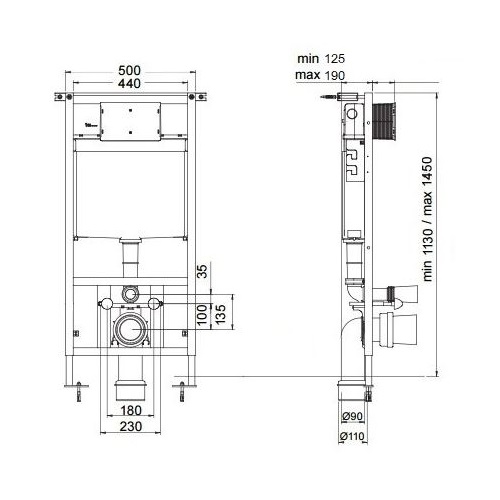 Инсталляция для унитаза BOCCHI 8010-1000/T02-2113-0020, без клавиши СЦ