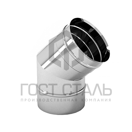 Колено угол 45 (диаметр 115 мм.) нерж 0,8 мм AISI 430 Гост сталь