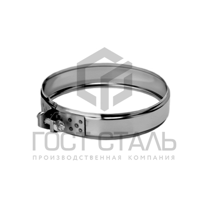 Хомут обжимной (диаметр 115 мм.) нерж 0,5 мм AISI 430 Гост сталь
