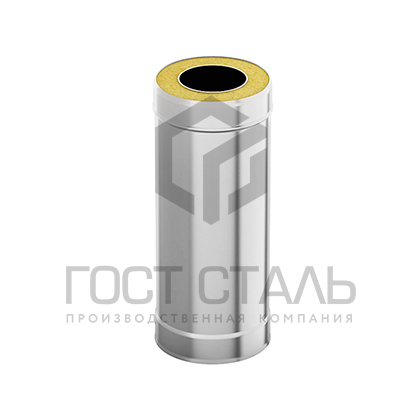 Труба двустенная 1000 мм. (диаметр 200/280 мм.) нерж/нерж 0,8/0,5 мм AISI 430 Гост сталь