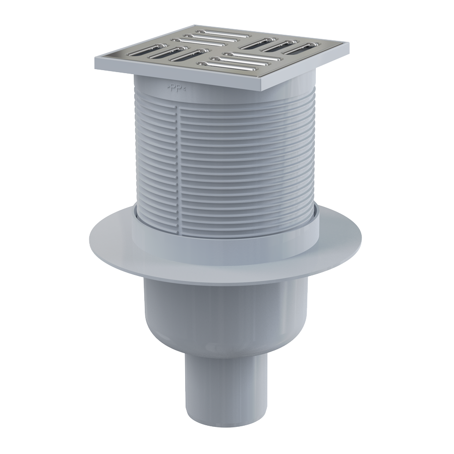 Трап ALCAPLAST APV2 105х105/50, прямой, мокрый затвор, с решеткой