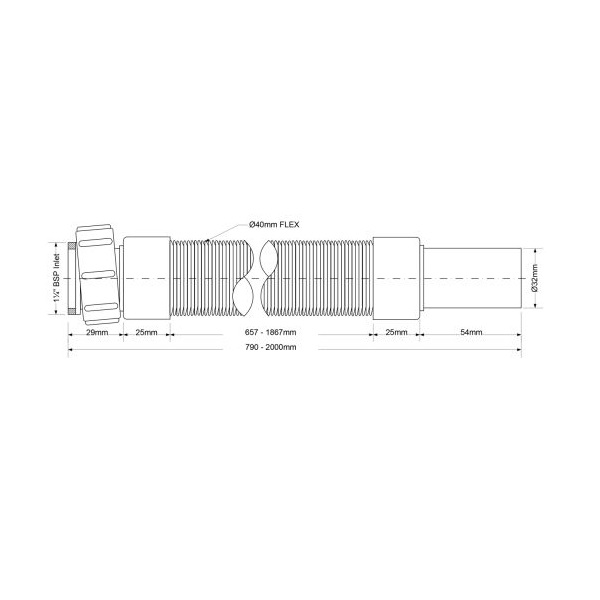 Гибкая труба McALPINE MRMF1-20 1 1/4"х32 L 750-2000мм
