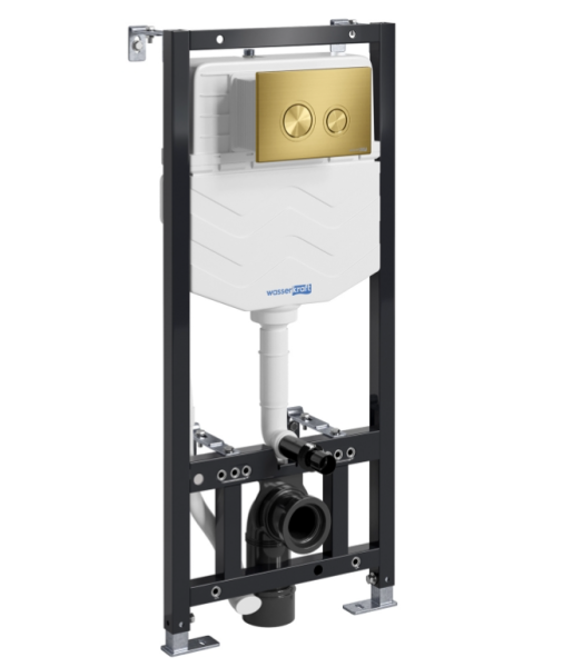 Инсталяция для унитазов WASSERKRAFT 10TLT.010.ME.MG01, клавиша золотой матовый