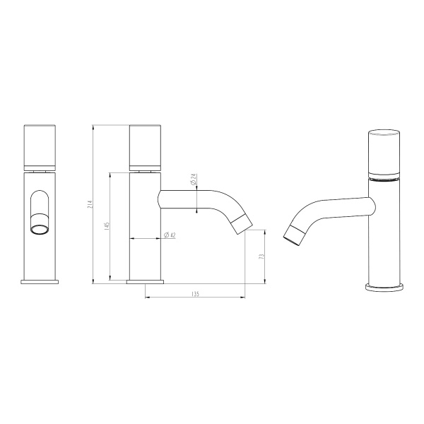 Смеситель для раковины BOHEME Stick 121-MG.2, золотой матовый