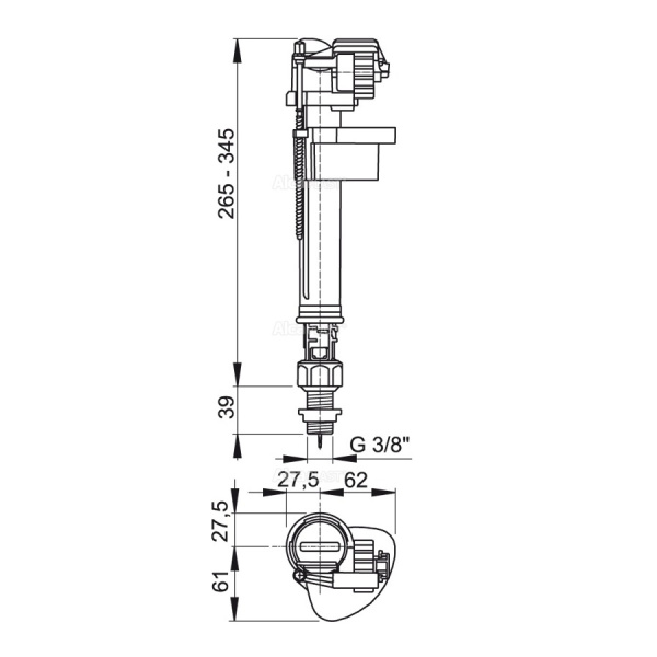 Клапан нижний ALCAPLAST A18 3/8, латунная резьба