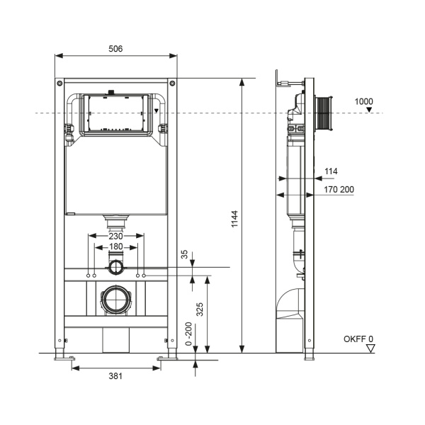 Инсталляция для унитаза TECESpring S300300, без клавиши