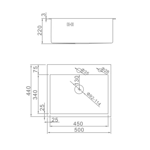 Мойка кухонная AFLORN AF95044F, прямоугольная, графит